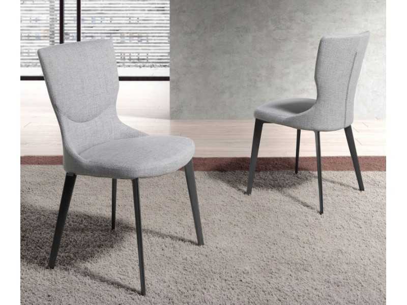 Upholstered designer chair with lacquered stainless steel legs - ROSETTA