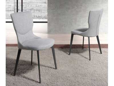 Upholstered designer chair with lacquered stainless steel legs - ROSETTA