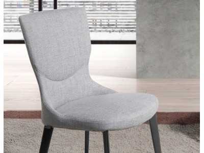 Chaise design tapissé avec pieds en acier inoxydable laqué - ROSETTA