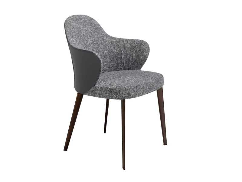 Chaise design moderne avec pieds en acier inoxydable marron foncé - PESME