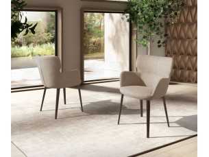 Chair with armrests and legs in brown stainless steel - ORLENA