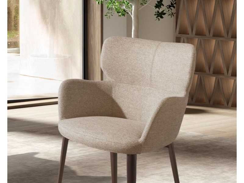 Chair with armrests and legs in brown stainless steel - ORLENA