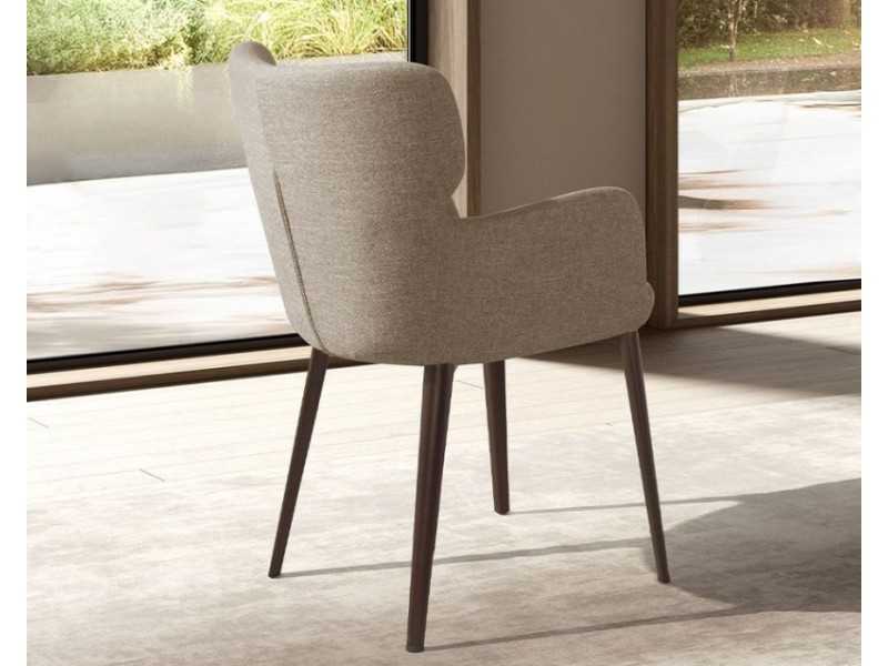 Silla con reposabrazos y patas en acero inoxidable marrón - ORLENA