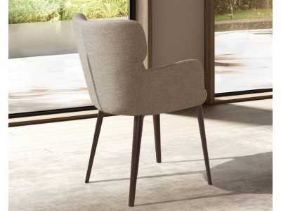 Chair with armrests and legs in brown stainless steel - ORLENA