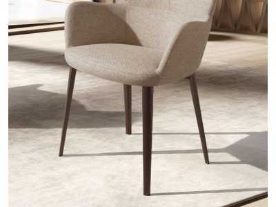 Chair with armrests and legs in brown stainless steel - ORLENA
