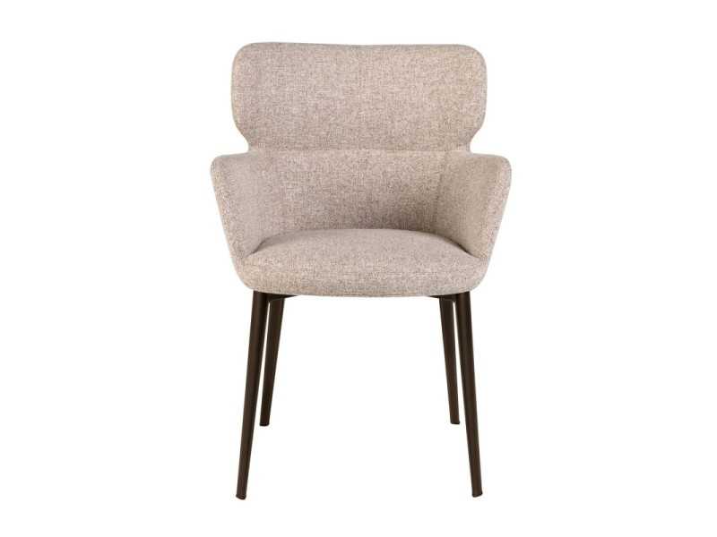 Silla con reposabrazos y patas en acero inoxidable marrón - ORLENA