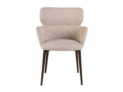 Silla con reposabrazos y patas en acero inoxidable marrón - ORLENA