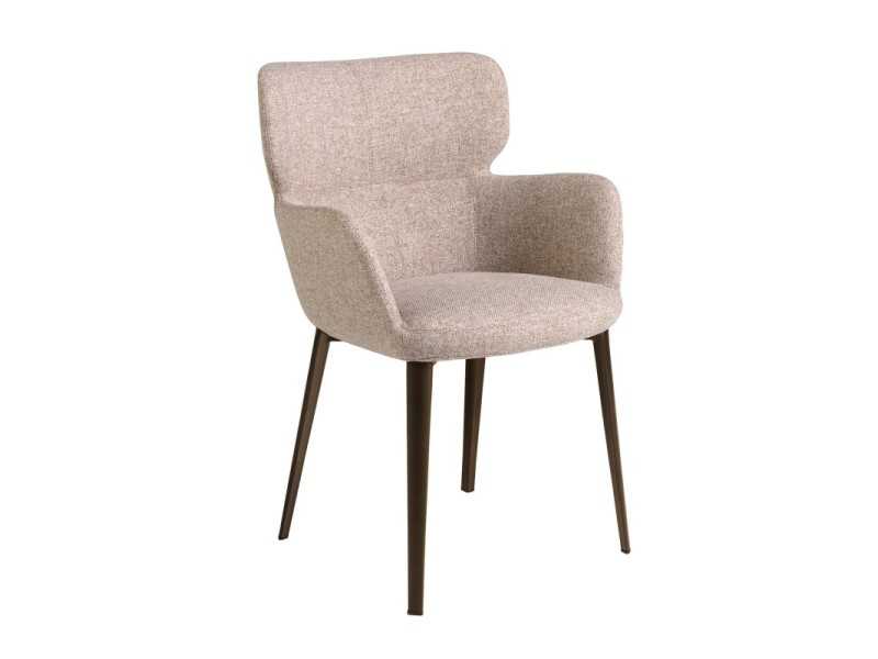 Silla con reposabrazos y patas en acero inoxidable marrón - ORLENA