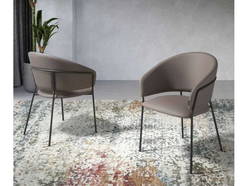 Chair with black stainless steel structure upholstered in synthetic leather - LIVIRIANA