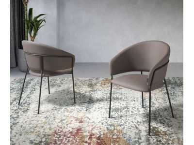 Chaise avec structure en acier inoxydable noir tapissé de cuir synthétique - LIVIRIANA