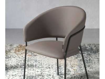 Chaise avec structure en acier inoxydable noir tapissé de cuir synthétique - LIVIRIANA