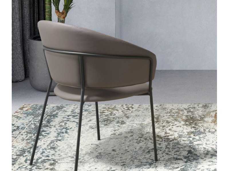 Chair with black stainless steel structure upholstered in synthetic leather - LIVIRIANA