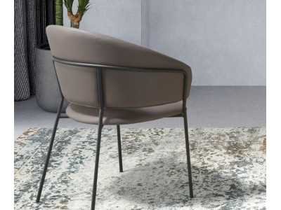 Chaise avec structure en acier inoxydable noir tapissé de cuir synthétique - LIVIRIANA