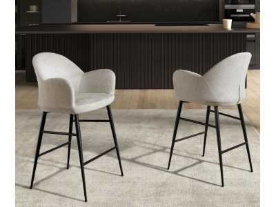 Upholstered designer stool with black stainless steel legs - BERTA Upholstered designer stool with black stainless steel legs - BERTA