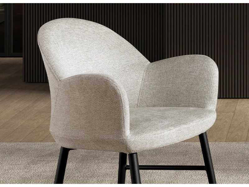 Upholstered designer stool with black stainless steel legs - BERTA