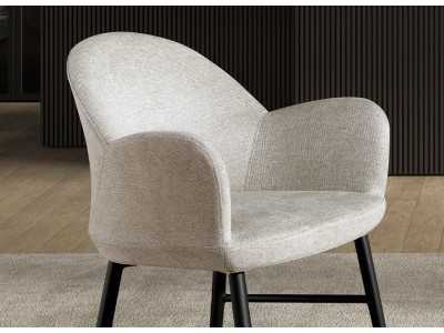 Tabouret design tapissé avec pieds en acier inoxydable noir - BERTA