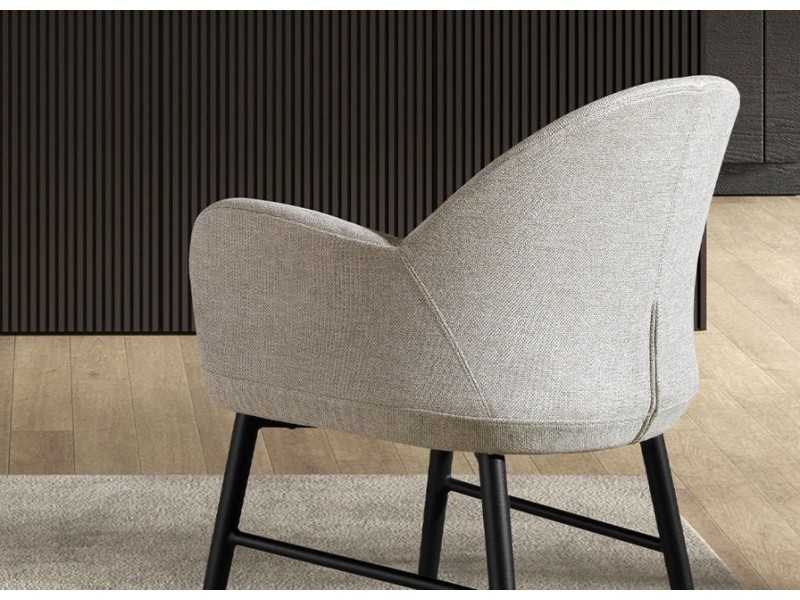 Upholstered designer stool with black stainless steel legs - BERTA