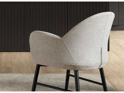 Upholstered designer stool with black stainless steel legs - BERTA Upholstered designer stool with black stainless steel legs - BERTA