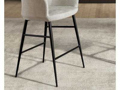 Upholstered designer stool with black stainless steel legs - BERTA Upholstered designer stool with black stainless steel legs - BERTA