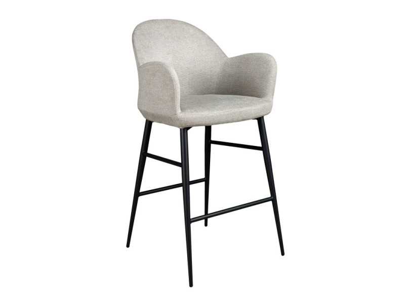 Taburete de diseño tapizado con patas en acero inoxidable negro - BERTA