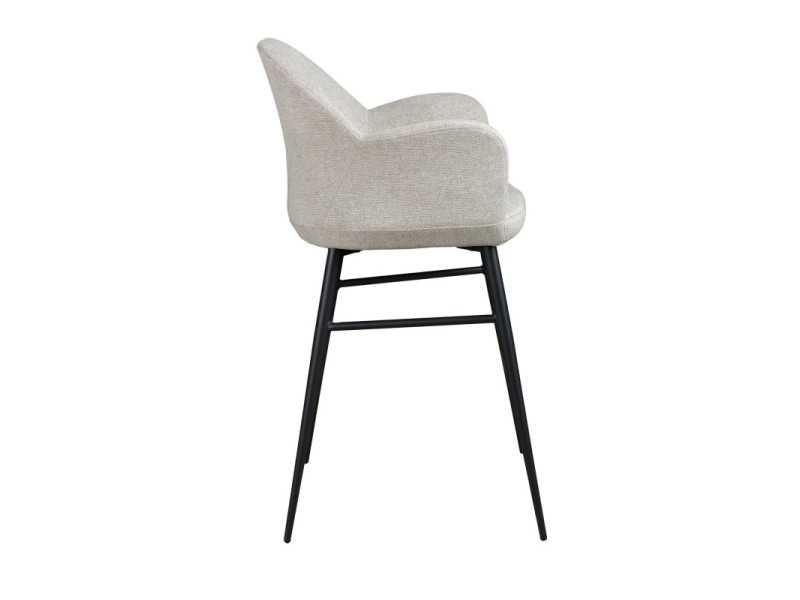 Upholstered designer stool with black stainless steel legs - BERTA