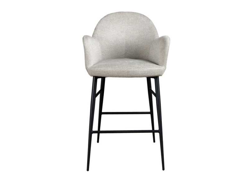 Upholstered designer stool with black stainless steel legs - BERTA
