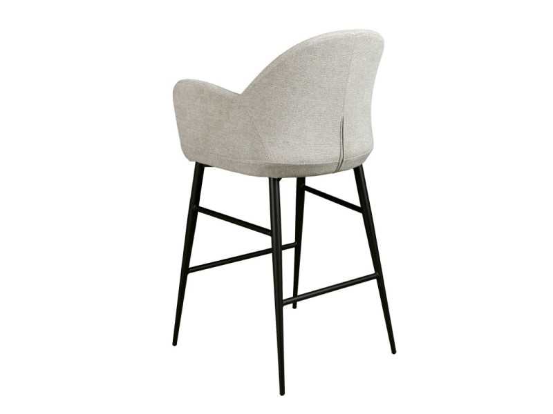 Upholstered designer stool with black stainless steel legs - BERTA