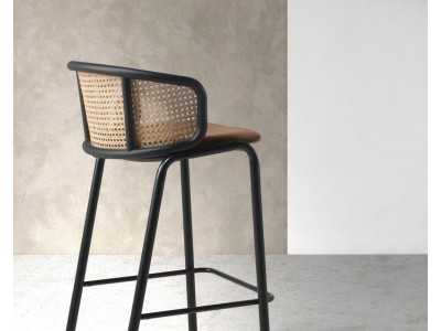 Stool in stainless steel and rattan - RODIOS