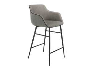 Tabouret design avec accoudoirs et pieds en acier inoxydable noir - ALBAL