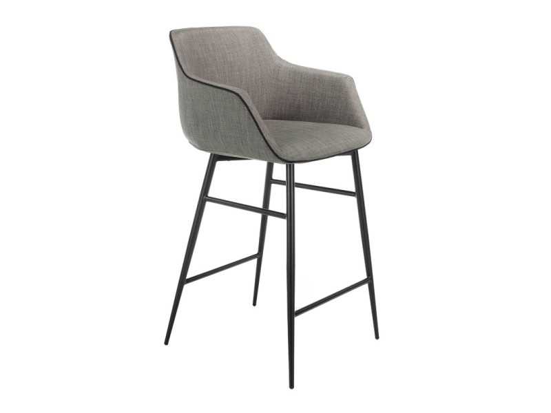 Taburete de diseño con reposabrazos y patas en acero inoxidable negro - ALBAL
