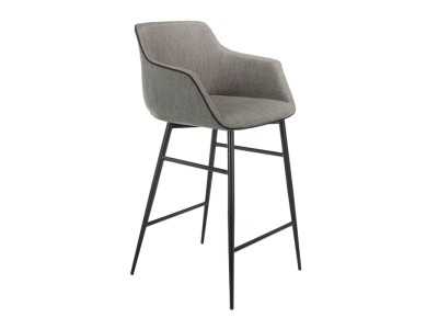 Taburete de diseño con reposabrazos y patas en acero inoxidable negro - ALBAL