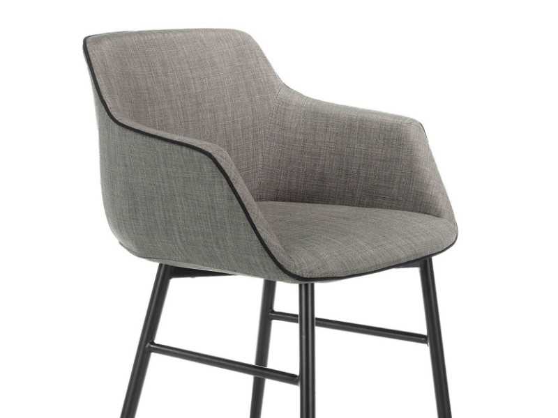 Designer stool with armrests and legs in black stainless steel - ALBAL