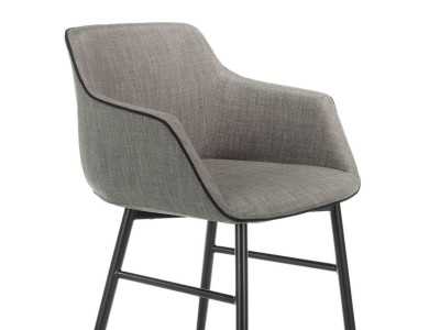 Designer stool with armrests and legs in black stainless steel - ALBAL