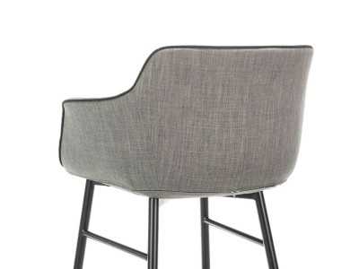 Designer stool with armrests and legs in black stainless steel - ALBAL