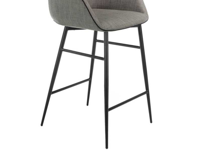 Taburete de diseño con reposabrazos y patas en acero inoxidable negro - ALBAL