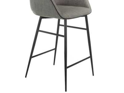 Taburete de diseño con reposabrazos y patas en acero inoxidable negro - ALBAL
