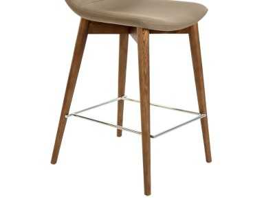 Designer stool upholstered in synthetic leather - LUMIÈRE