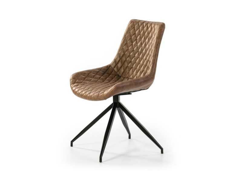 Modern design swivel chair with lacquered steel legs - ABANTI MARRÓN