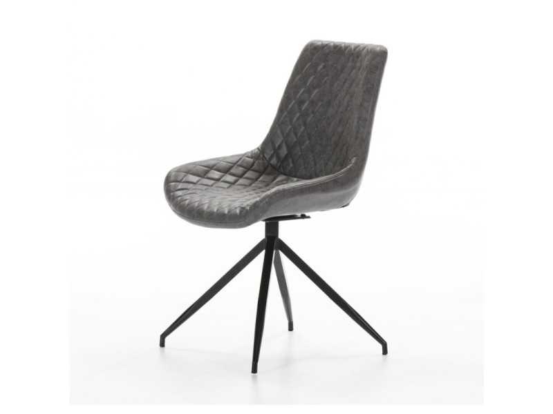 Modern design swivel chair with lacquered steel legs - ABANTI GRIS