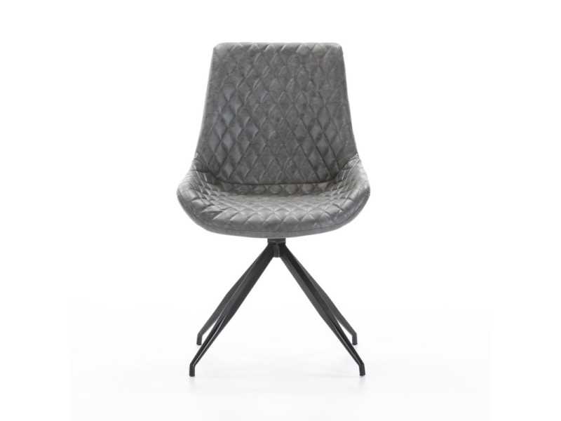 Modern design swivel chair with lacquered steel legs - ABANTI GRIS