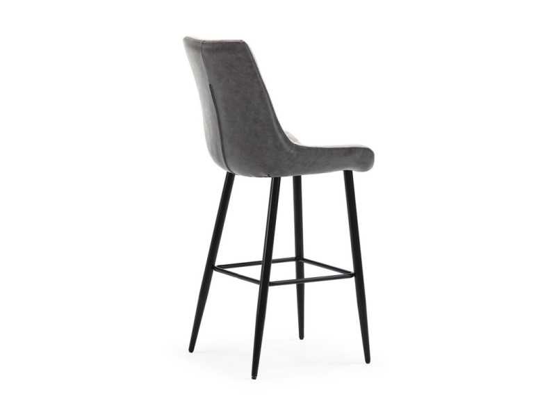 Modern design stool with lacquered steel legs - ABANTI GRIS