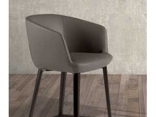 Stool upholstered in synthetic leather and stainless steel structure - LOCRONAN 2