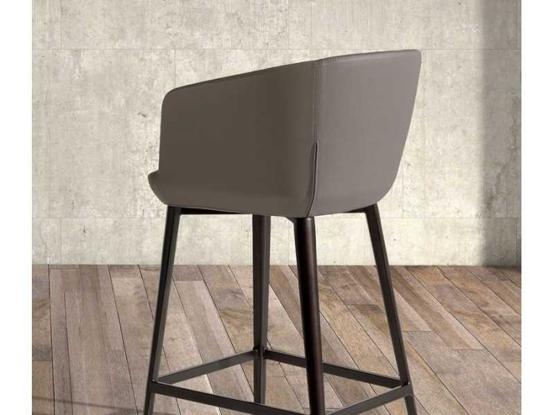 Tabouret recouvert de cuir synthétique et structure en acier inoxydable - LOCRONAN