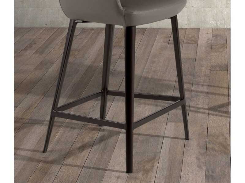 Tabouret recouvert de cuir synthétique et structure en acier inoxydable - LOCRONAN
