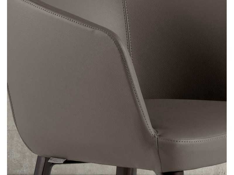 Stool upholstered in synthetic leather and stainless steel structure - LOCRONAN