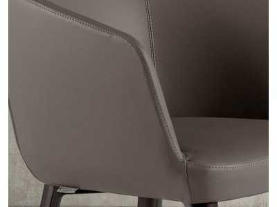 Stool upholstered in synthetic leather and stainless steel structure - LOCRONAN