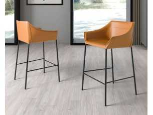 Tabouret design avec pieds en acier inoxydable noir - AMOS