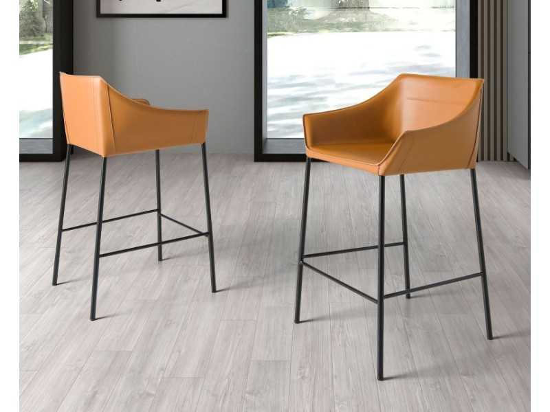 Designer stool with black stainless steel legs - AMOS