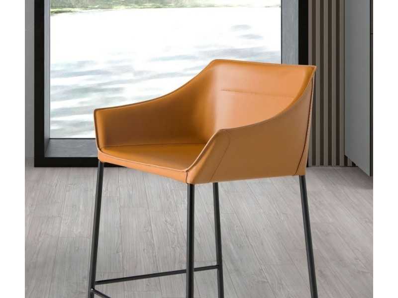 Designer stool with black stainless steel legs - AMOS