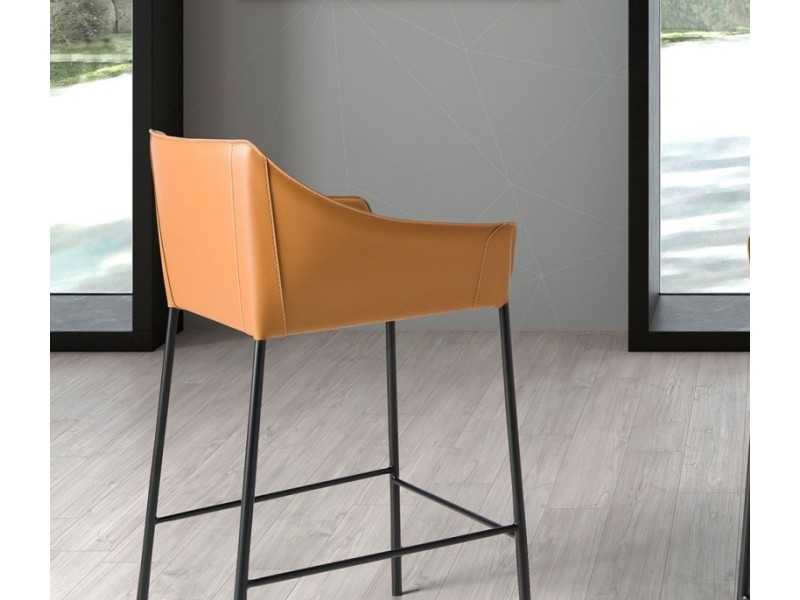 Designer stool with black stainless steel legs - AMOS